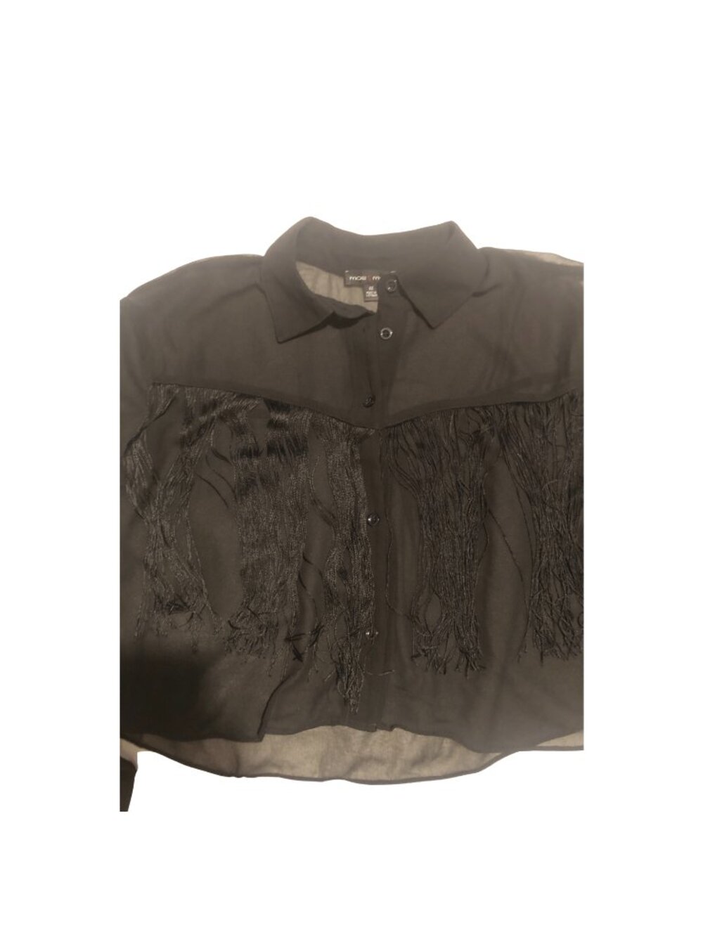 Black Sheer with Fringe Western Top Festival Coastal Cowgirl Rodeo size M